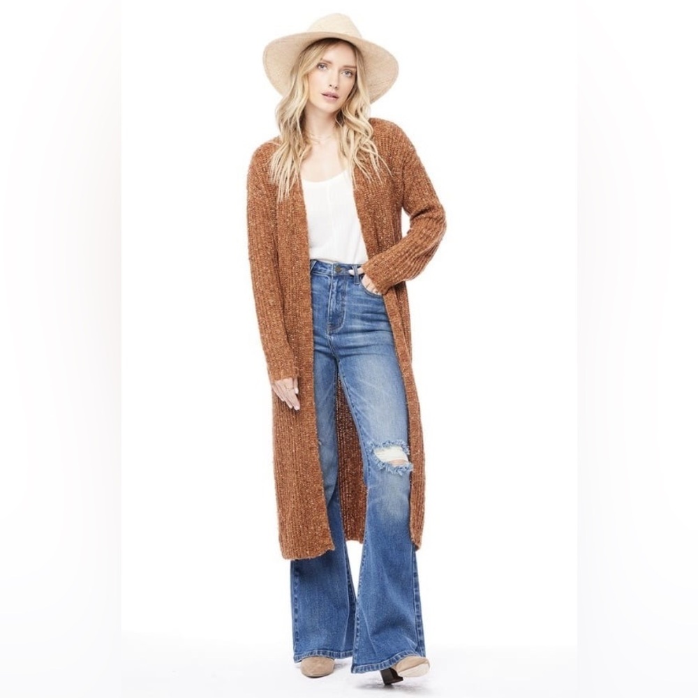 Saltwater Luxe Cole Cardi duster cardigan brown rust Large
